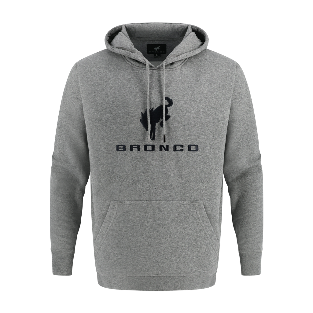 Ford Bronco Mens Gray Embroidered Fleece Hoodie