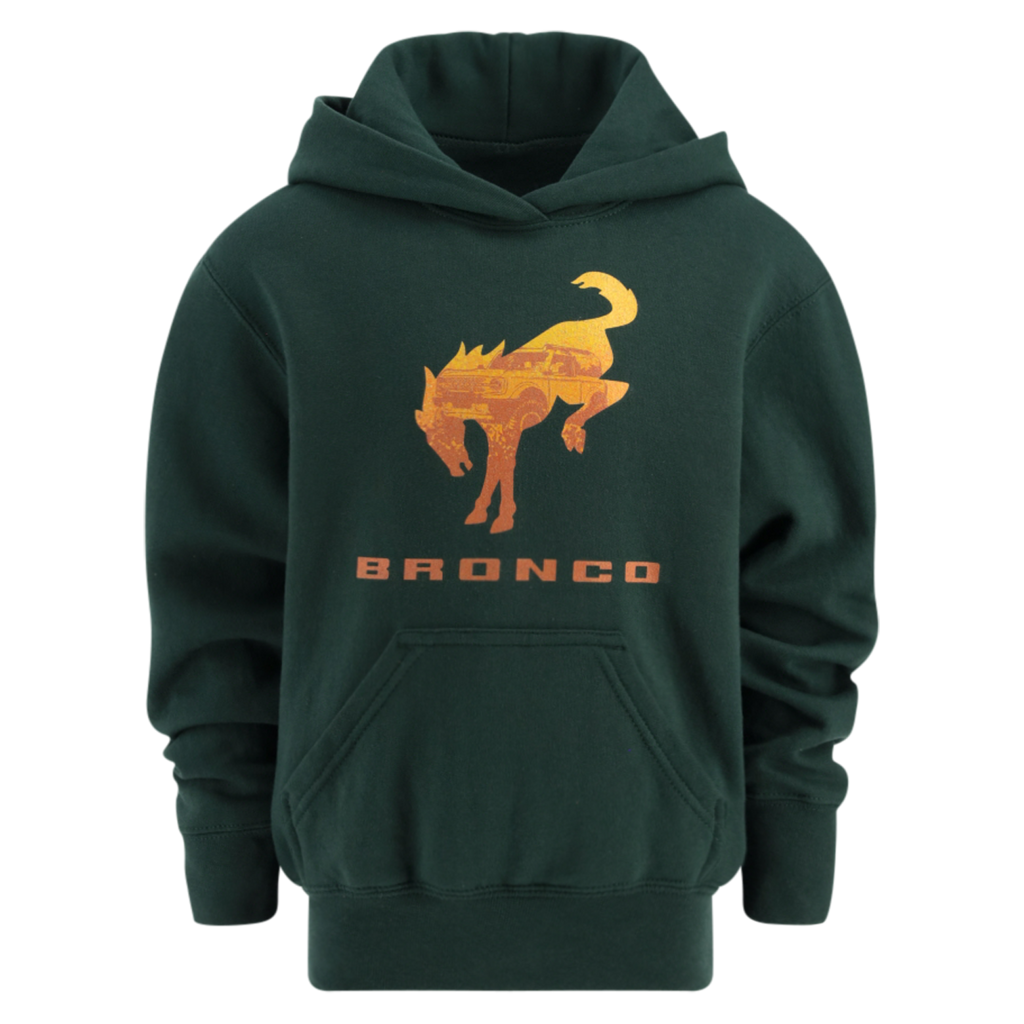 Ford Bronco Youth Forest Green Fleece Hoodie