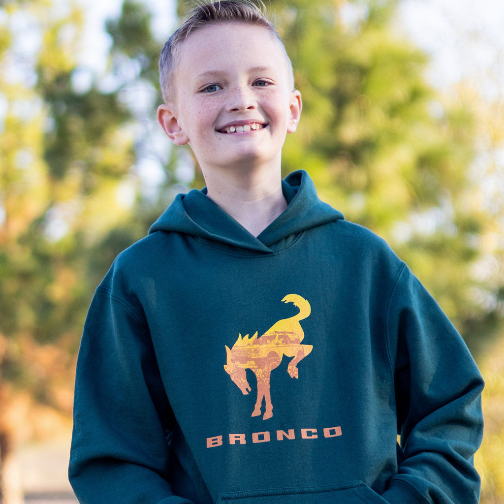 Ford Bronco Youth Forest Green Fleece Hoodie