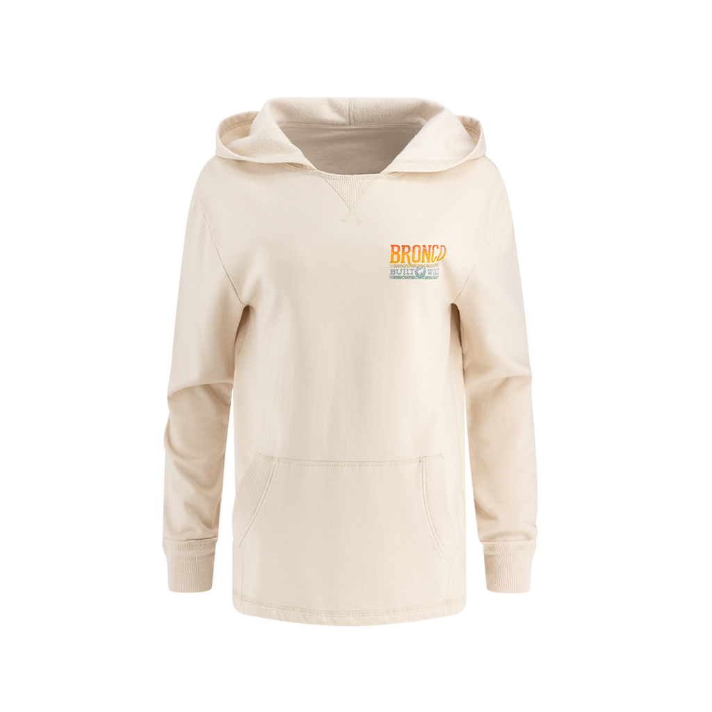 Ford Bronco Womens Ombre Built Wild Graphic Vintage Wash Hoodie